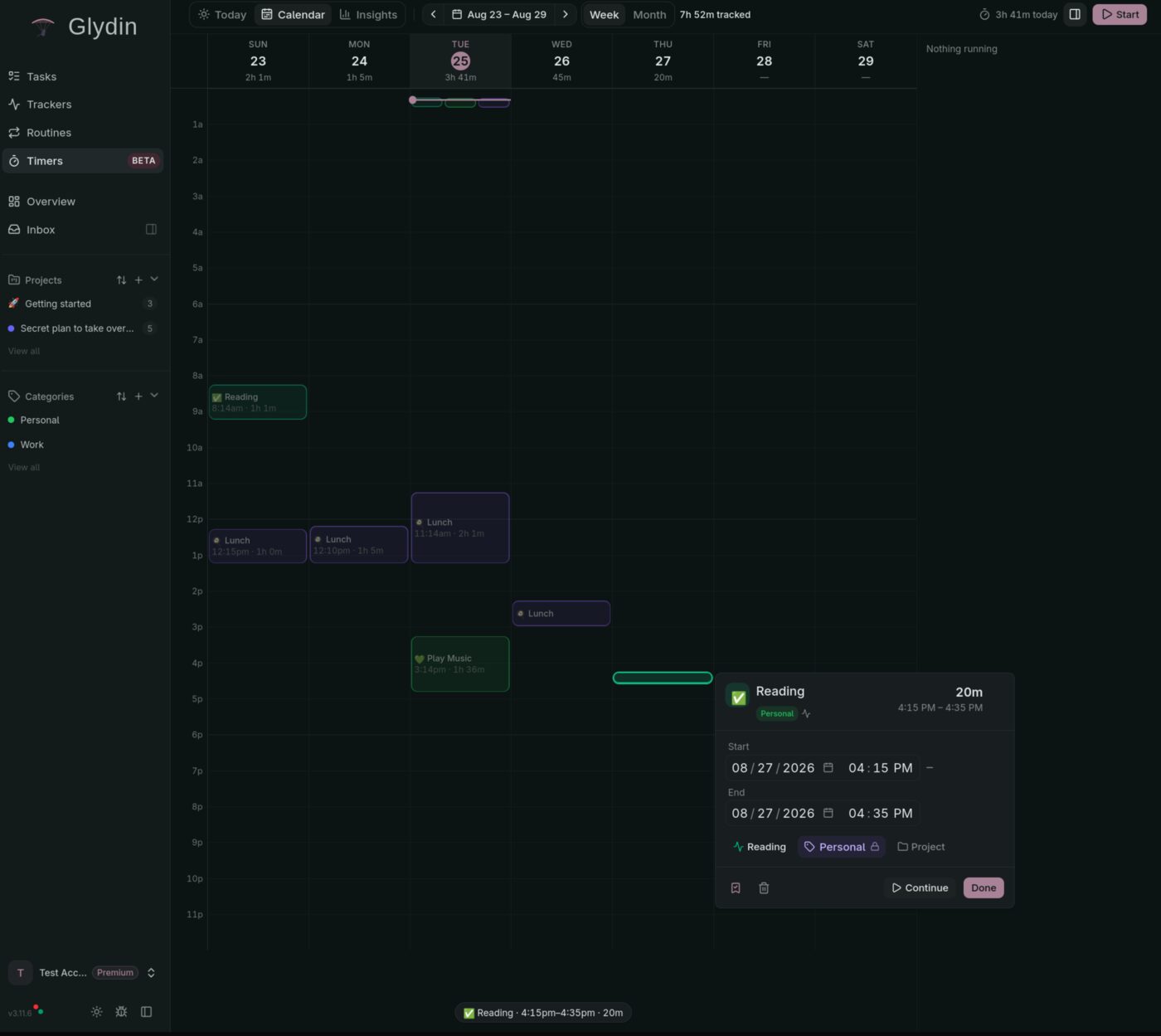Timers in Glydin